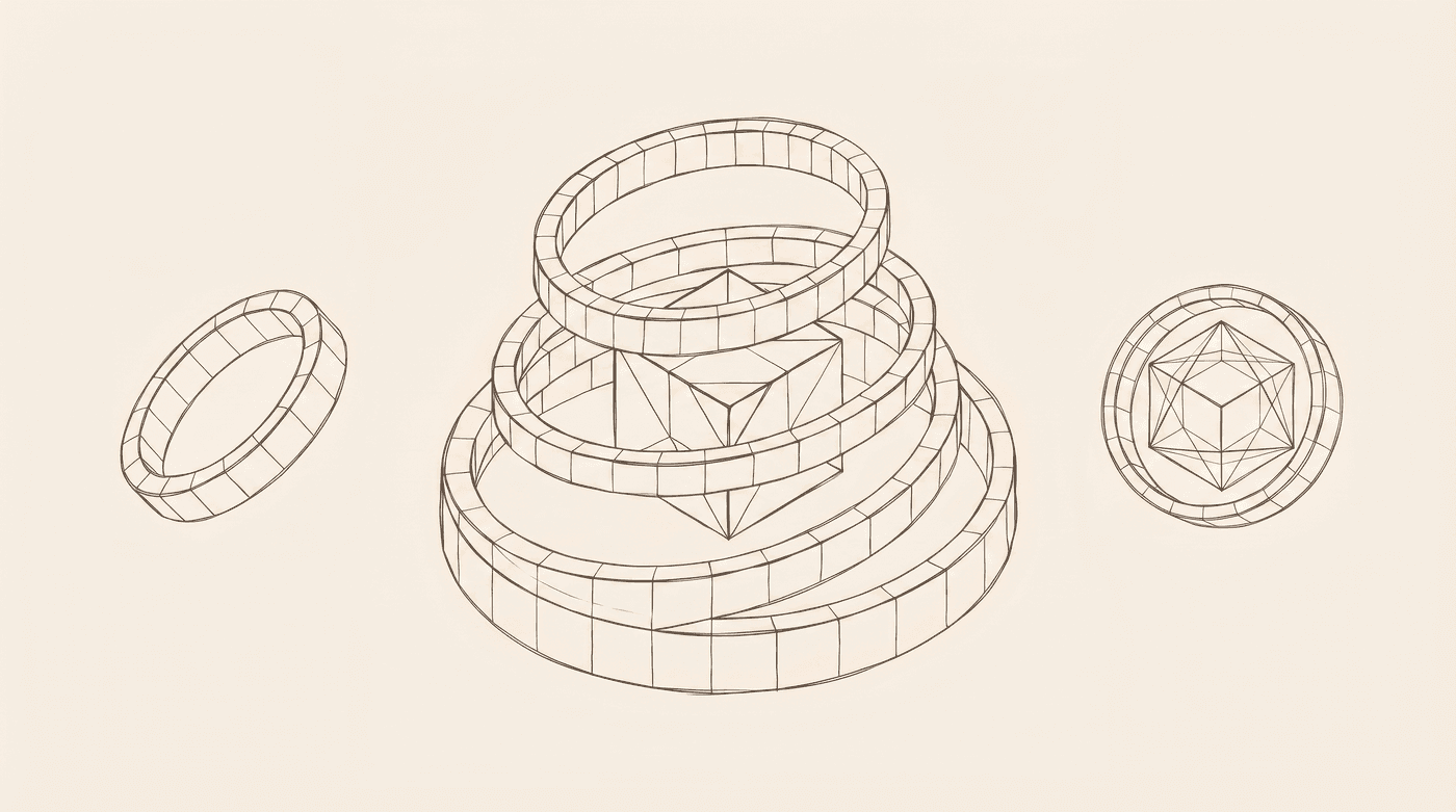 Light editorial employer healthcare costs cover with three dark wireframe cost forms across a wide pastel field